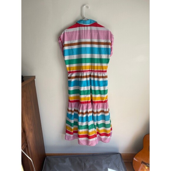 Button Down J.Crew Shirt Dress with Colorful Rainbow Stripes Size 8 - Picture 4 of 10